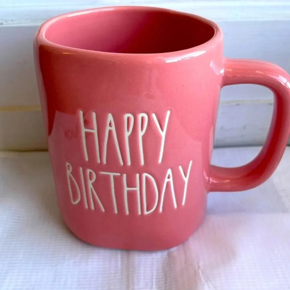 Rae Dunn Pink Happy Birthday Mug New with tag - Picture 1 of 7